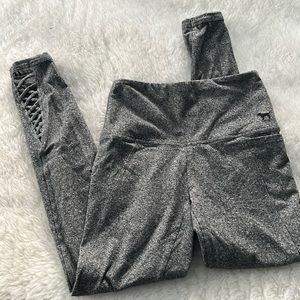 PINK Victoria’s Secret heather grey legging with trellis laced ankle XS